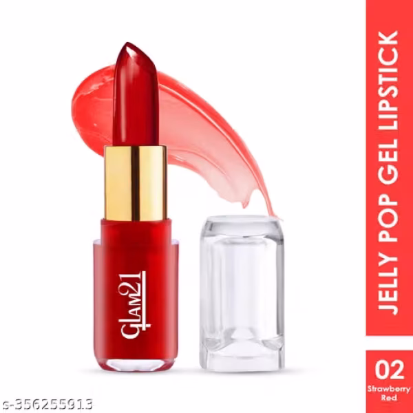 Glam21 Jelly Pop fruity gel lipstick| Moisturizing | Glossy Finish - Shade 02, Strawberry Red