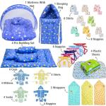 Baby Essentials | Hospital Kit | Baby Clothes | Maternity Essentials | Infant Essentials | Baby Shower | Complete Daily Items Combo(0-6 Months) (Star) (Blue Bedding Set for Baby )