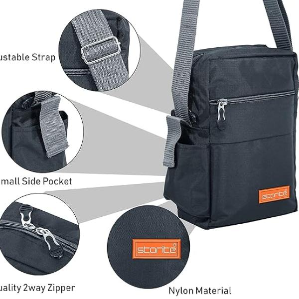 best selling Storite 10 Inch Stylish Padded Mini Sling Crossbody Bag for Men and Women, Small Passport Travel Sling Bag With Water Bottle Pocket