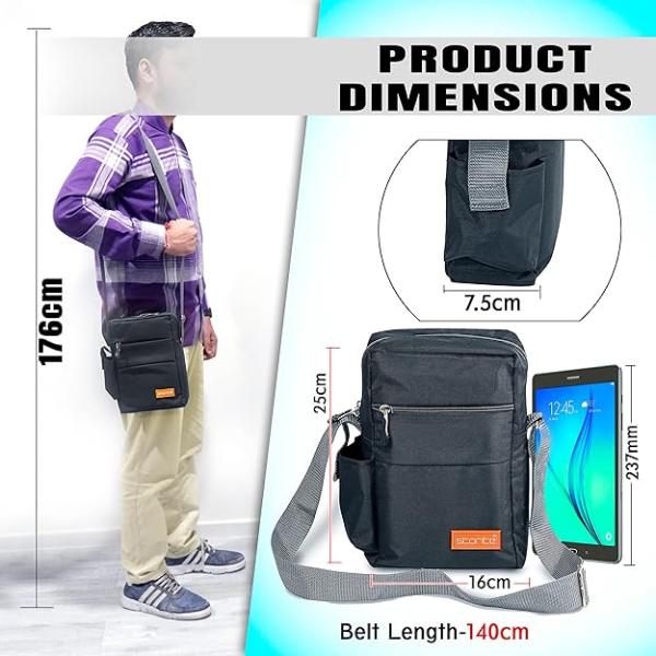 best selling Storite 10 Inch Stylish Padded Mini Sling Crossbody Bag for Men and Women, Small Passport Travel Sling Bag With Water Bottle Pocket