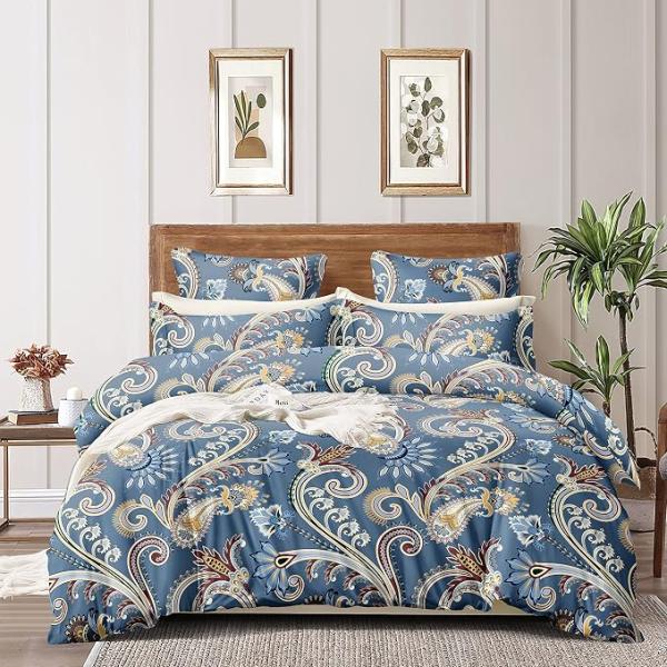 Cotton Feel Glace Cotton Elastic Fitted Printed King Size Double Bed Bedsheet With 2 Pillow Cover