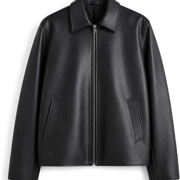 Zaraa Men Solid Leather Jacket